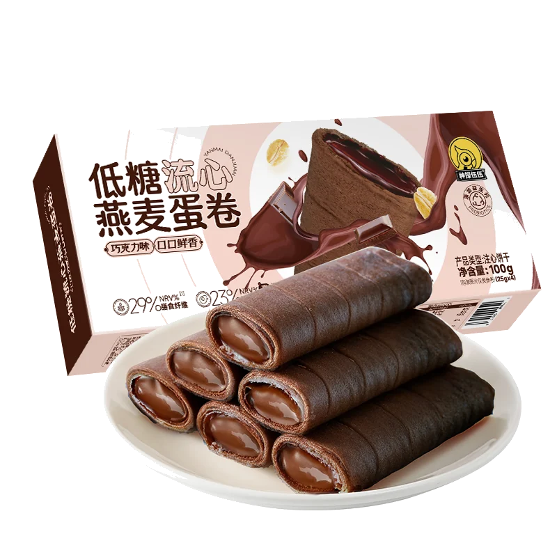 Low‐GI Chocolate Lava Oat Egg Roll 100g( High Protein,0 Trans Fat)
