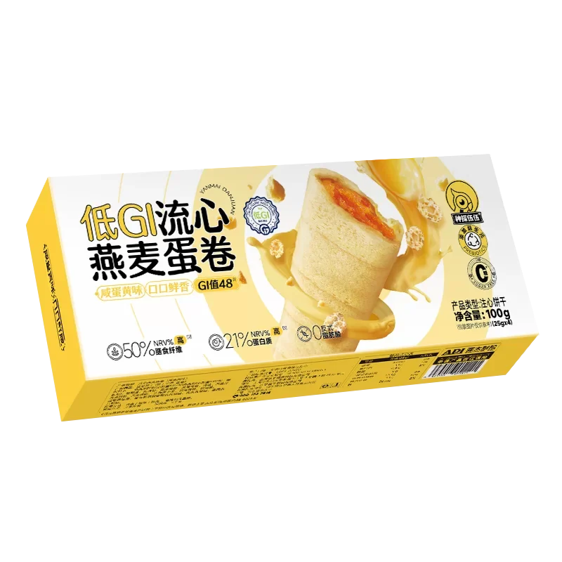 Low GI Salted Egg Yolk Flavor Lava Oat Egg Roll 100g ( 0 Added Sucrose)